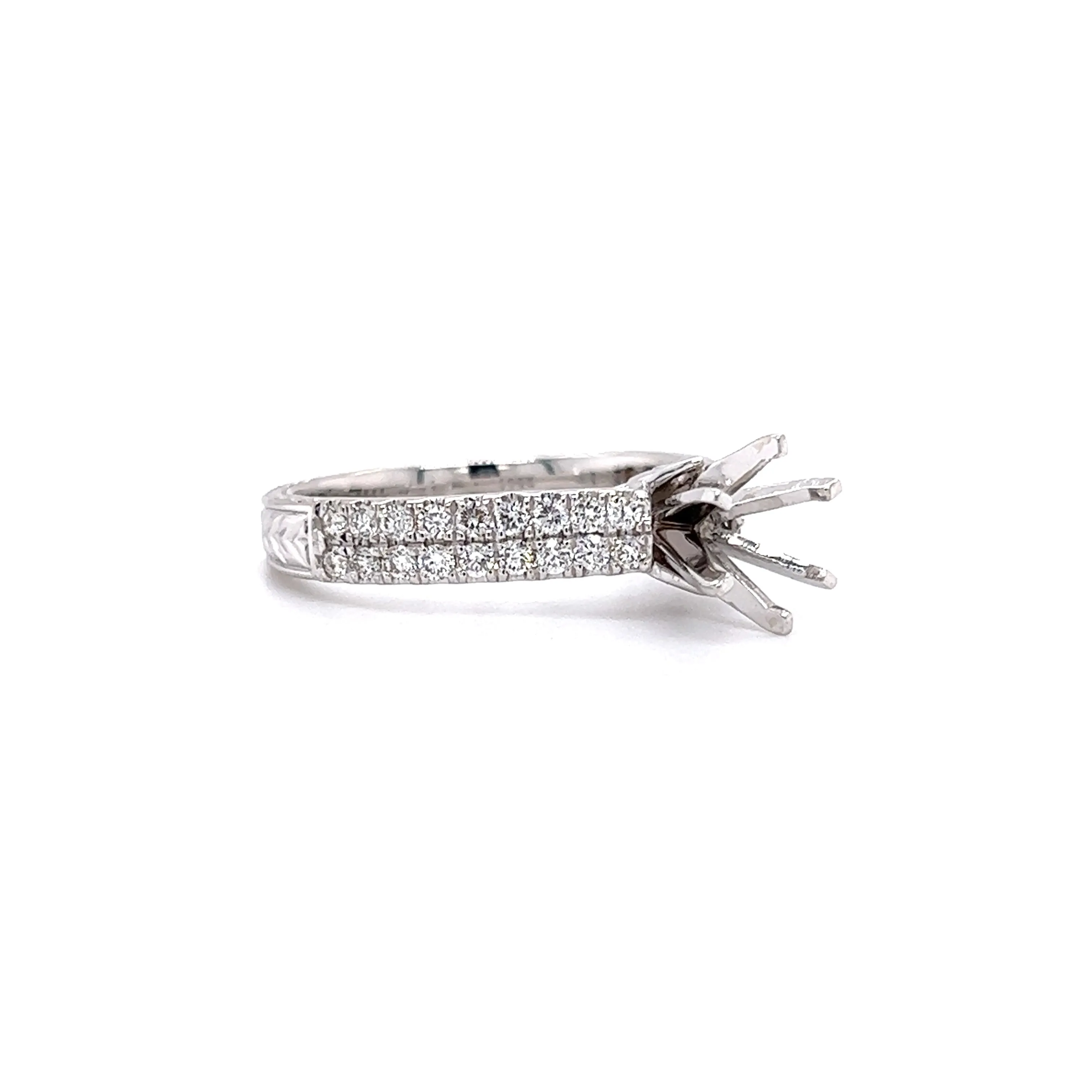 Six Prong Ring Setting with 0.56ctw of Diamonds in 14K White Gold