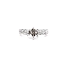 Six Prong Ring Setting with 0.56ctw of Diamonds in 14K White Gold