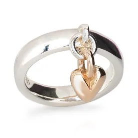 Sweetheart Silver & Gold Charm Ring