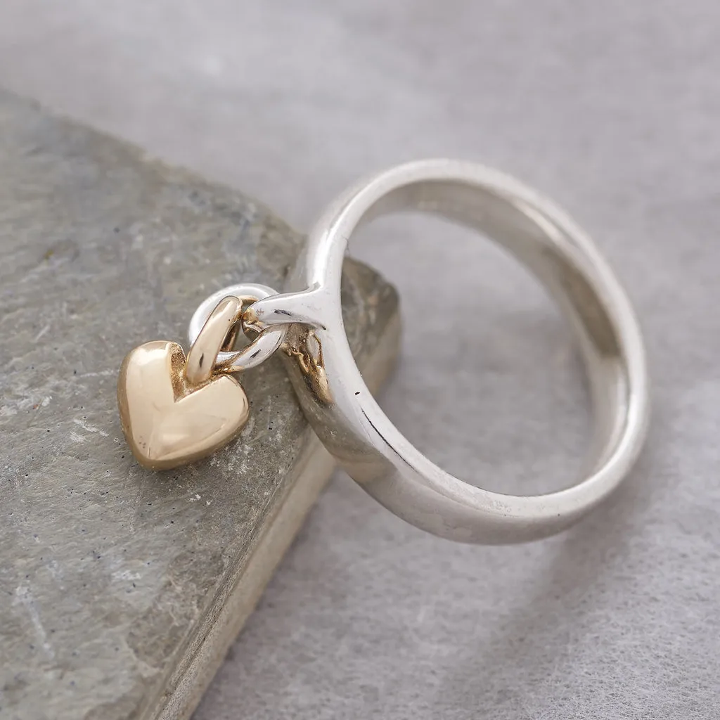 Sweetheart Silver & Gold Charm Ring