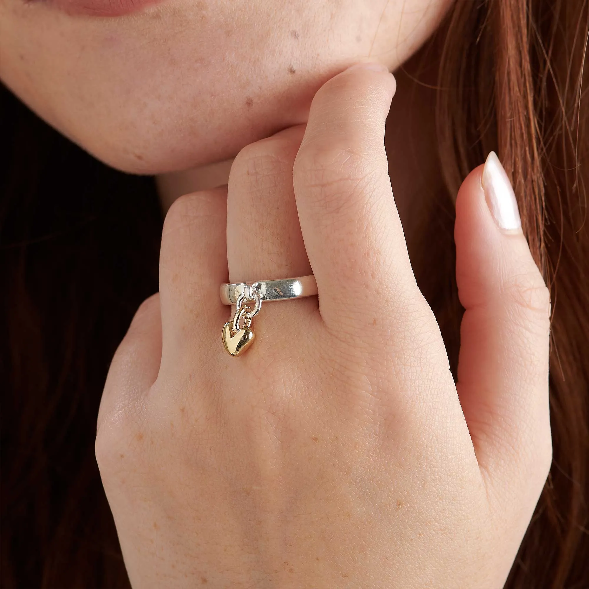 Sweetheart Silver & Gold Charm Ring