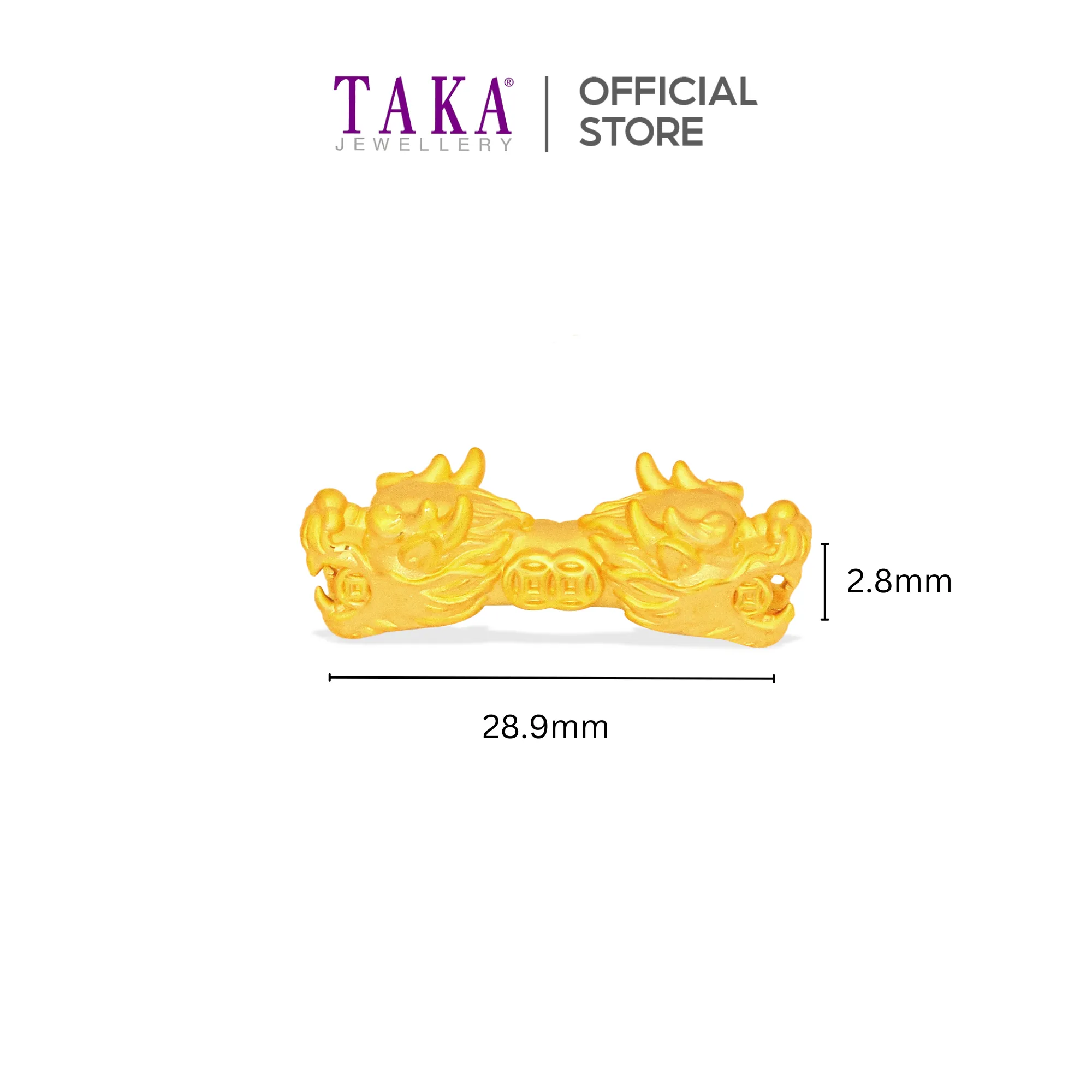 TAKA Jewellery 999 Pure Gold Charm Dragon Heads