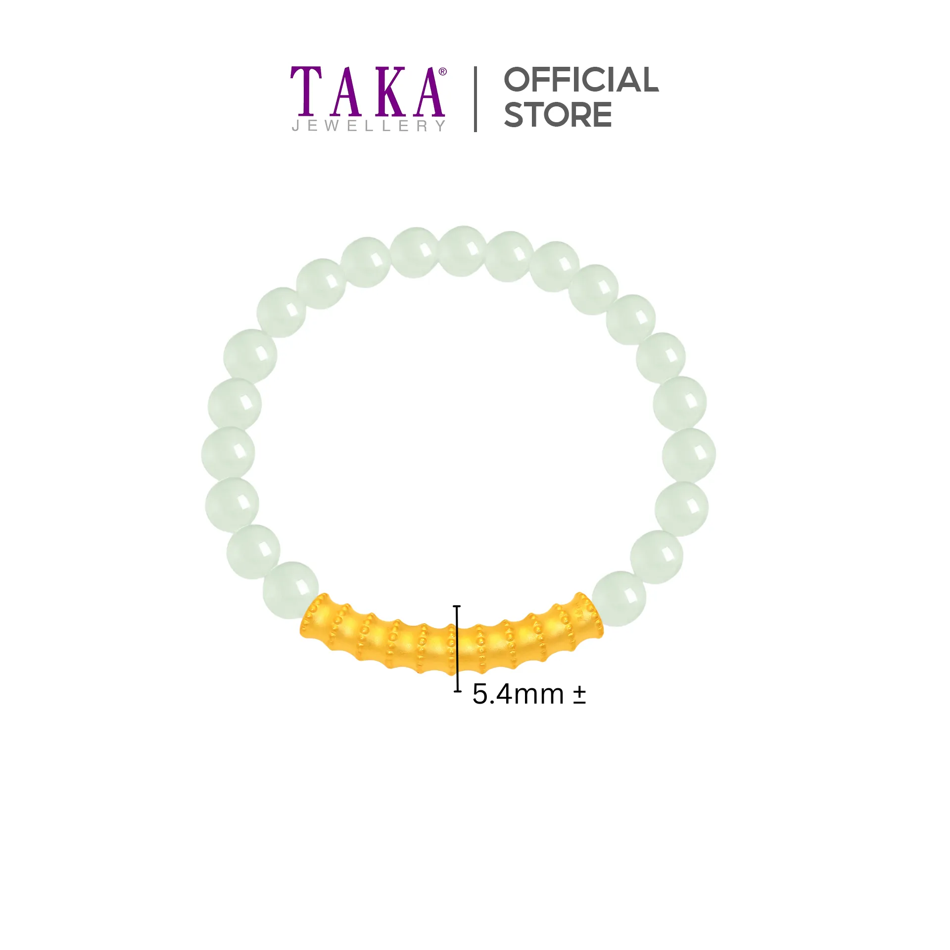 TAKA Jewellery 999 Pure Gold Charm with Jade Beads Bracelet