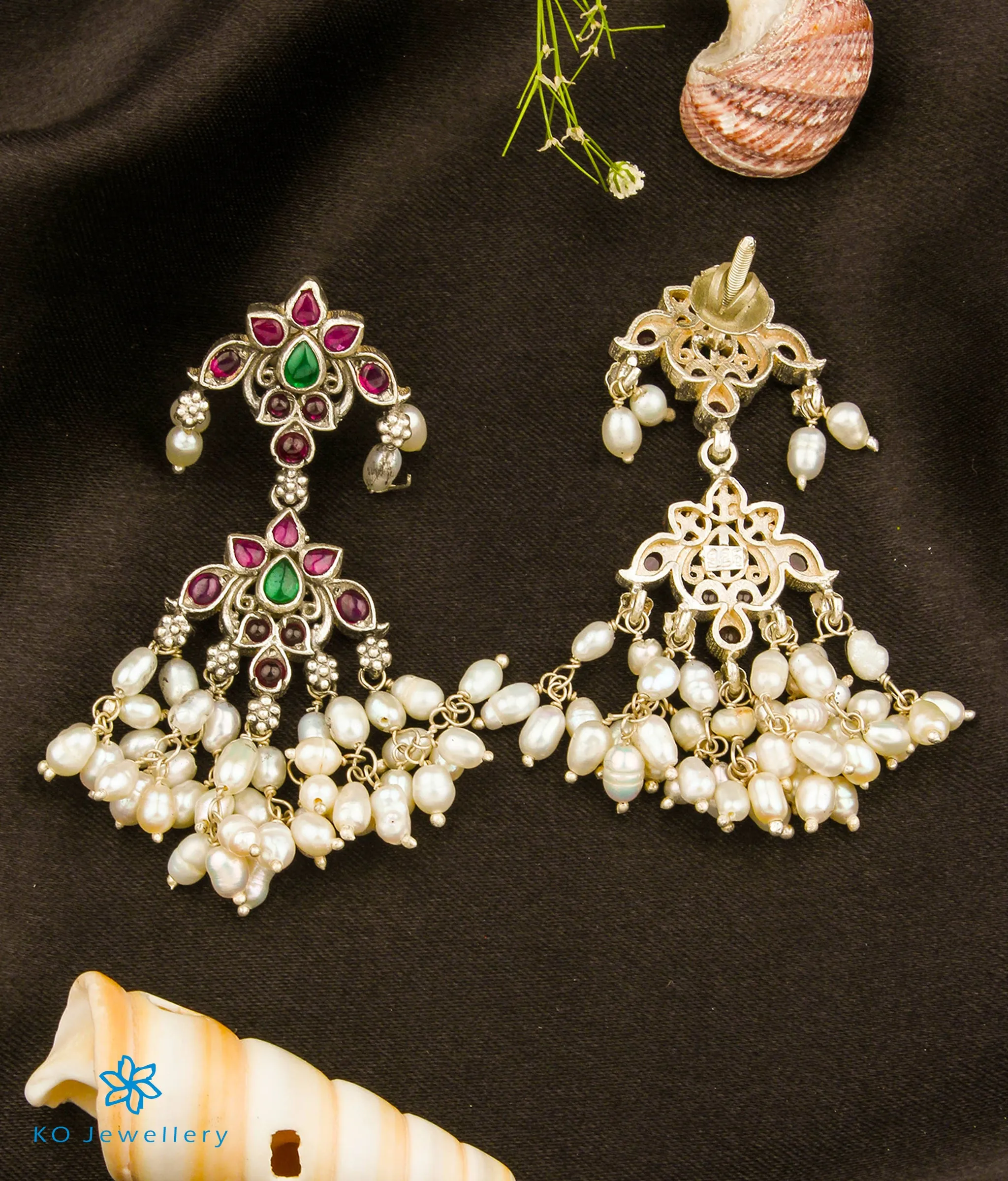 The Bavya Silver Pearl Earrings