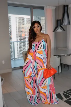 The “Bermuda” Orange Print Jumpsuit