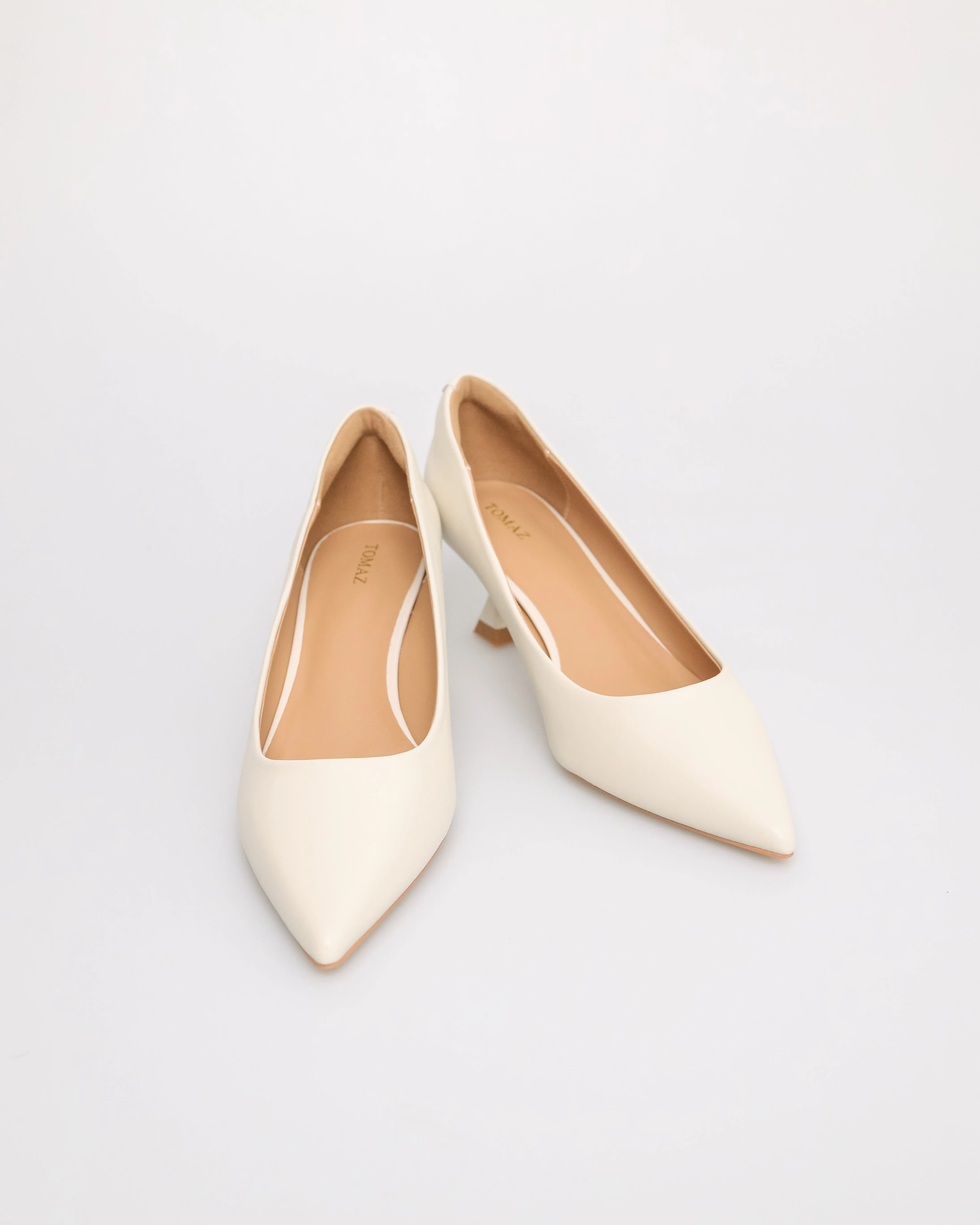 Tomaz FL070 Ladies Glossy Low  Heels (Cream)